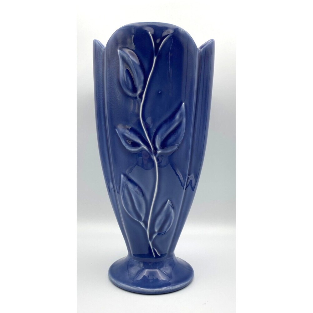 Vintage Haeger Blue Leaf Vine Vase 10.5" 563-25 2003 HTF